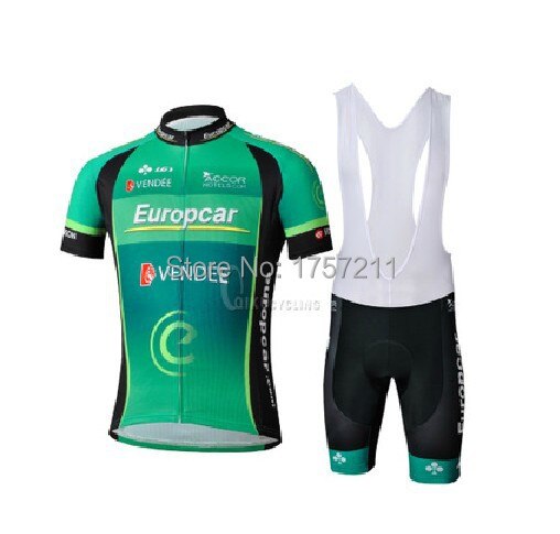  2013 Europcar short sleeved cycling jersey and bib shorts set strap riding a bicycle best clothing sports wear